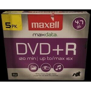 Maxell Memorex DvD+RW 5 Pack NeW Rewritable DISC 120 Min New Sealed